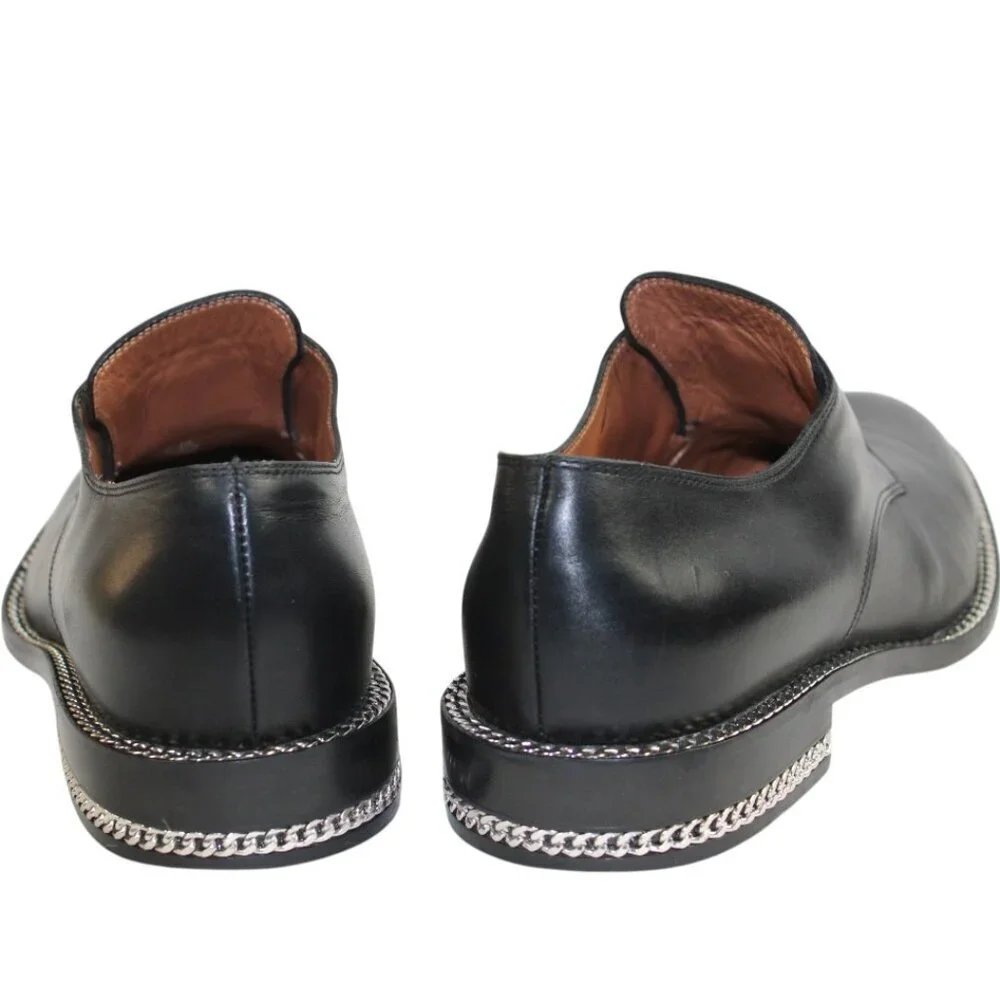 Givenchy Paris Rosanna Chain Black Leather Men’s Derby Shoe  Size 41  (US 8)